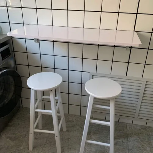 Miniatura 5 de Mesa plegable de pared con pintura de piano blanco, mesa de comedor para encimera de cocina, escritorio de computadora, 15.7-47.2 in, con soporte