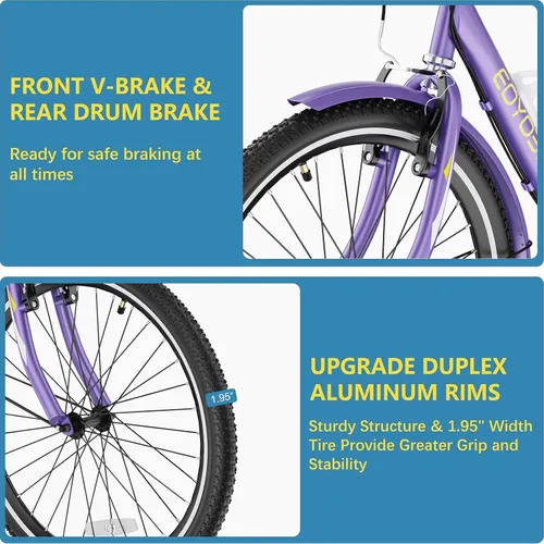 Miniatura 4 de NAIZEA Triciclo para adultos, bicicleta de crucero de tres ruedas de 7 velocidades, triciclos para adultos de 20/24/26 pulgadas, bicicletas de 3