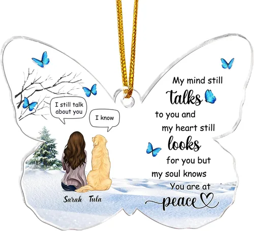 Miniatura 13 de Gossby Adorno conmemorativo de perro en forma de mariposa de acrílico personalizado – Regalo personalizado de condolencias de perro con diseño