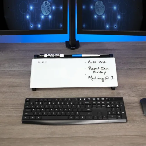 Miniatura 5 de VIVO DESK-WB16D - Pizarra blanca de escritorio de cristal de 16 x 7 pulgadas con ranura para marcador y almacenamiento abierto, superficie blanca