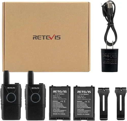Miniatura 7 de Retevis Walkie Talkies recargables RT18, radios portátiles FRS bidireccionales, PTT dual, VOX, clip de metal, pequeño mini walkie-talkie