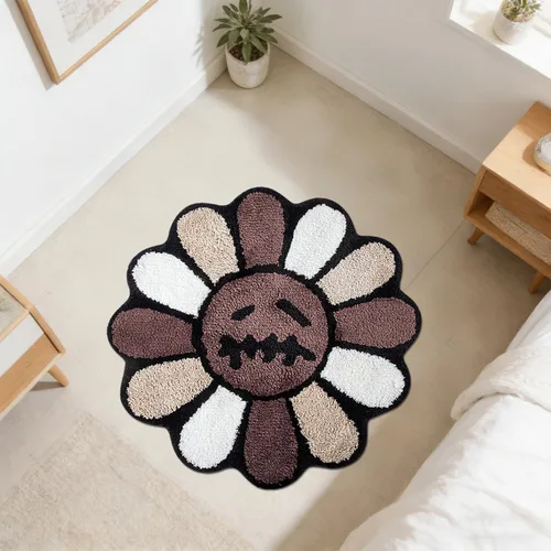 Miniatura 11 de Trippy - Alfombra de baño con diseño de flores, de 2 pies, gótica, negra, extra suave, absorbente de agua, de secado rápido, antideslizante, Negro