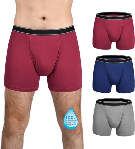 Miniatura 22 de Ropa interior lavable para incontinencia para hombre, calzoncillos bóxer de algodón, 3.4 fl oz de absorción, ropa interior a prueba de fugas