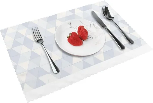 Miniatura 15 de Rectangular Placemats Set of 4, Heat Resistant Cucumber Printed Kitchen Dining Table Mats