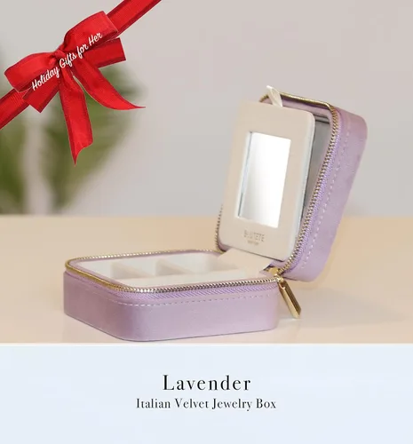 Miniatura 63 de BLUTETE Joyero de viaje organizador de terciopelo con anillos de espejo, aretes, collares, caja organizadora de almacenamiento (negro)
