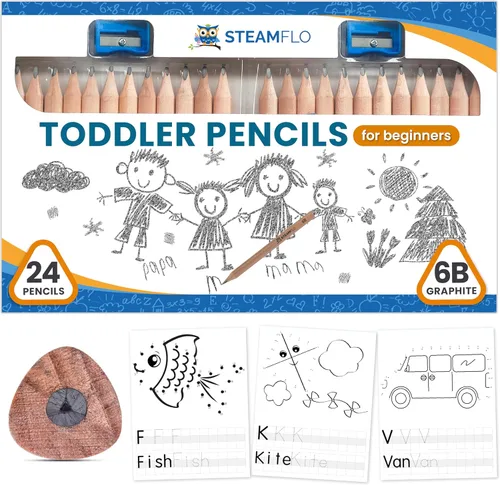 Miniatura 7 de Lápices de aprendizaje para niños pequeños de 2 a 4 años: nuestros lápices para niños pequeños principiantes y preescolares con forma de triángulo