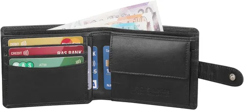 Miniatura 4 de Starhide Cartera de cuero italiano VT con bloqueo RFID para hombre, 1212, Negro -, Cartera RFID