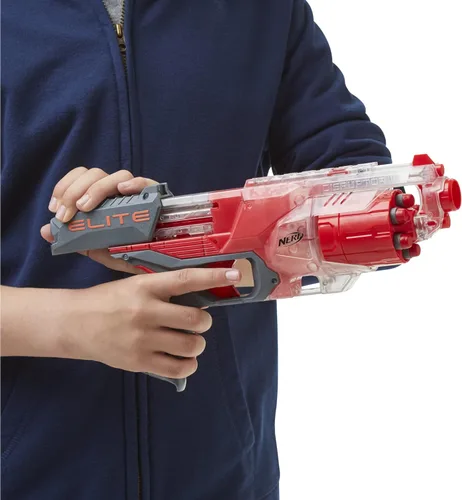Miniatura 4 de NERF Elite Disrupter Blaster - Tambor giratorio de 6 dardos, Slam Fire, rojo translúcido (exclusivo de Amazon)
