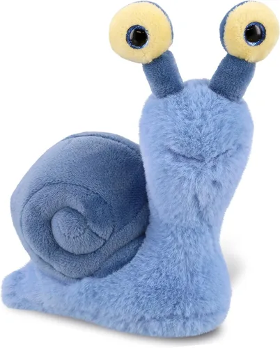 DolliBu Caracol de peluche – Caracol azul de ojos grandes y abrazable, adorable juguete de peluche para jugar, lindo regalo de vida silvestre para