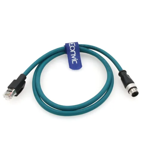 Miniatura 3 de Cable de red para cámara industrial Cognex de 4 pines M12 de 4 pines a RJ45, cables blindados CAT5e (azul, 1M)