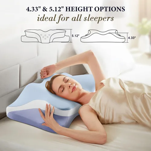 Miniatura 5 de Almohada cervical para aliviar el dolor de cuello, almohadas ergonómicas refrescantes de espuma viscoelástica para dormir, almohada de apoyo
