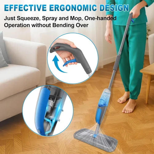 Miniatura 5 de BPAWA Trapeadores en aerosol para limpieza de suelos: mopa de microfibra húmeda y seca para pisos de vinilo de madera laminada de madera dura con 3