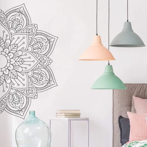 Miniatura 10 de Pegatinas de pared de vinilo de media mandala, papel tapiz para decoración de habitaciones de niños, calcomanías de vinilo