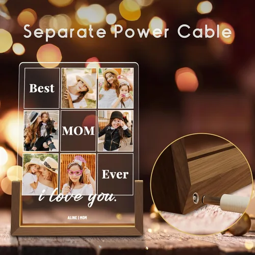 Miniatura 4 de LUCKOR Placa Decorativa Foto Personalizada para Mamá, Regalo del Día de la Madre de Hija, Hijo, Niños, Personalizada para Esposa de Esposo, La Mejor