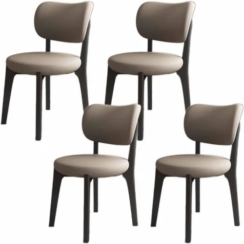 Miniatura 17 de Juego de sillas de comedor de madera modernas con respaldo curvado, sillas de cocina tapizadas con marco de madera, sillas laterales sin brazos