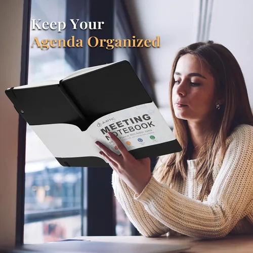 Miniatura 6 de JUBTIC Cuaderno de reuniones para el trabajo con artículos de acción, planificador de proyectos para oficina y negocios, toma de notas, suministros