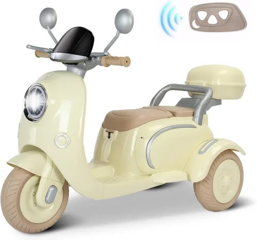 Miniatura 8 de Moto eléctrica de 12 V y 2 plazas para niños, moto de paseo con control remoto, caja de almacenamiento, música, luz LED, claxon, motor de 2x50W