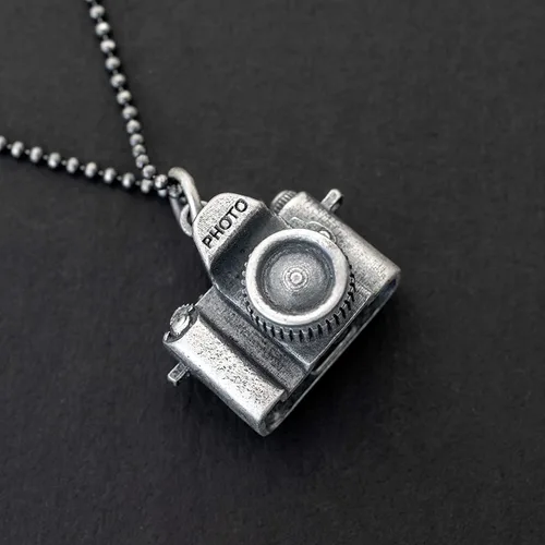 Miniatura 7 de Handmade Pendant Necklace Big sterling silver necklace on ball chain for men pendants necklace camera pendant necklace photographer necklace photo