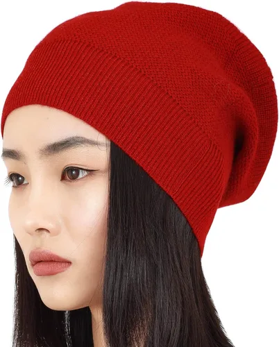 Miniatura 44 de WaySoft Gorro de cachemira 100% para mujer en una caja de regalo, gorro de gran tamaño para mujer