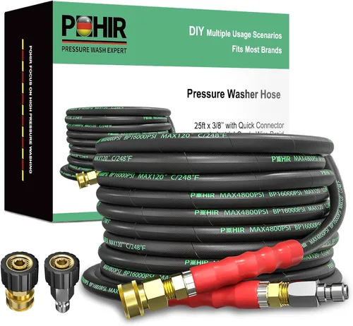 Miniatura 10 de POHIR Manguera de látigo para lavadora a presión de 3/8 pulgadas de 2 pies, manguera de conector de carrete de manguera corta para lavado a presión