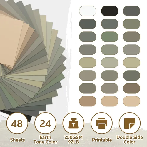 Miniatura 3 de Papel de cartulina neutra de 8.5 x 11 pulgadas, cartulina de color marrón y gris, papel de 250 GSM, 92 libras, papel de impresora para manualidades