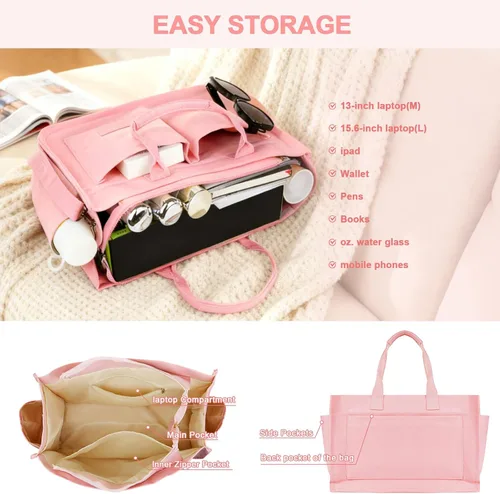 Miniatura 4 de Bolso de lona para mujer con bolsillos, bolso cruzado para portátil de trabajo, bolso de hombro para todo lo demás, bolso de lona para todos