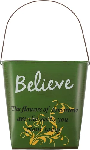 Miniatura 2 de Cubo de flores de hojalata colgante para flores, soporte para flores de pared, maceta colgante de hierro, contenedor de flores colgante, maceta