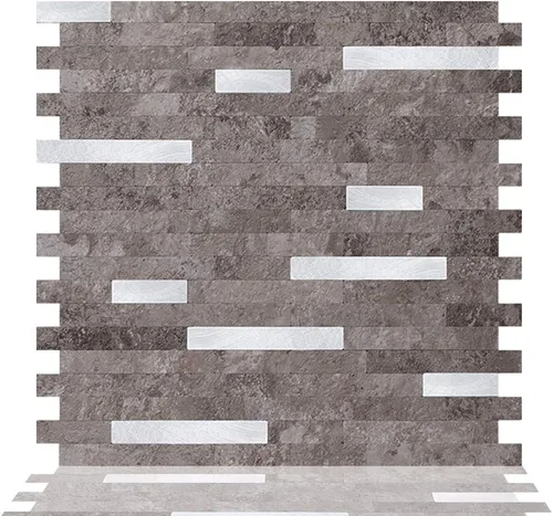 Miniatura 11 de Tic Tac Tiles Autoadhesivo extraíble para la loseta del muro de la cocina o el baño, azulejos metálicos (blanco mármol, 1)