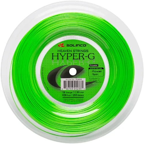 Bobina de cuerda de tenis Solinco Hyper-G de copoliéster 200 m / 656 pies Giro extremo, potencia y control - Tecnología TruTension, poliéster