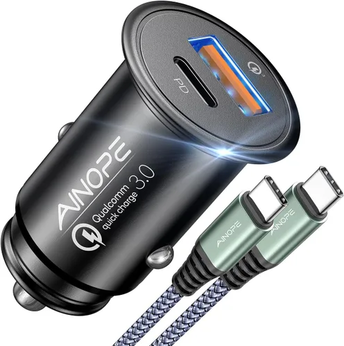 Miniatura 11 de AINOPE Cargador de coche de 67.5 W USB C de carga rápida, PD 45 W USB C cargador de coche carga rápida 【Mini y metal】 Adaptador de encendedor