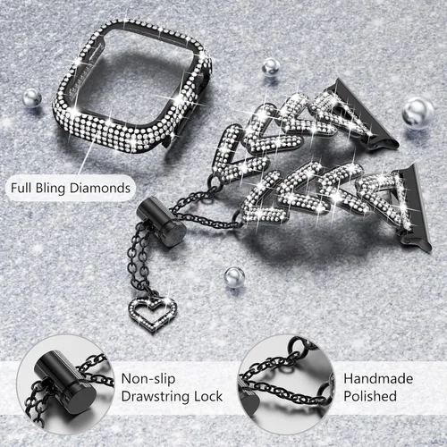 Miniatura 3 de WINGLE Funda brillante para Apple Watch Band para mujeres de 1.575 pulgadas, 1.732 pulgadas, 1.614 pulgadas, 1.772 pulgadas, 1.614 pulgadas, 1.614