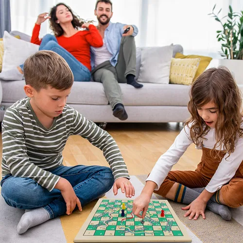 Miniatura 6 de Juegoal Juego de mesa de madera 7 en 1 para niños y adultos, juego de mesa clásico de viaje portátil