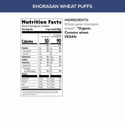 Miniatura 2 de Nature's Path Cereal orgánico Kamut Puffs, paquete respetuoso con la tierra, hojaldres de trigo Khorasan, sin OMG, 0.63 oz de granos enteros, sin