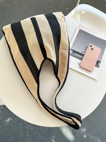 Miniatura 2 de ENBEI Bolsos de mano estéticos Bolsos de hombro Bolsos de mano de ganchillo Bolsos grandes Bolso de compras de hombro bolso grande bolso lindo Rayas