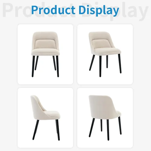 Miniatura 5 de GAOMON Juego de 2 sillas de comedor tapizadas de tela de lino con patas de madera, silla de comedor moderna para cocina, comedor, cafetería, sala