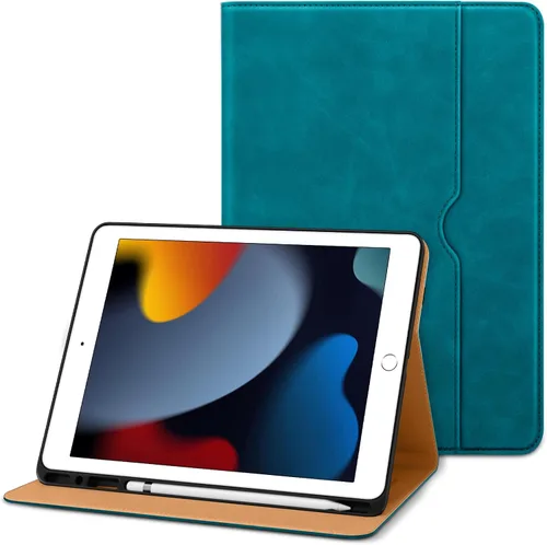 Miniatura 32 de DTTO para iPad de 9ª/8ª/7ª generación de 10.2 pulgadas 2021/2020/2019, funda tipo cartera de negocios de cuero premium con soporte para Apple Pencil