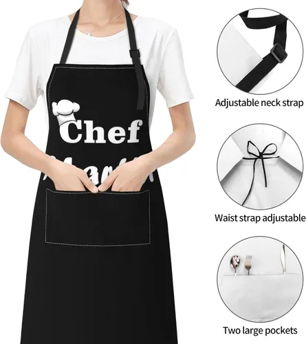 Miniatura 4 de Delantal de chef personalizado para mujeres y hombres con bolsillos personalizado NPhoto Picture Cooking Delantal, Style3
