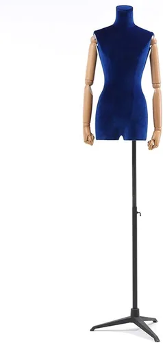 Female Manikin Dress Form Mannequin Torso Bodyh Adjustable Tripod Stand Women's Dress Clothing Display(with Wood Arms A)