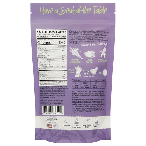Miniatura 2 de American Table - Mezcla de crepas enrollada sin gluten para hotcakes de American Table, hecha con ingredientes cultivados en Estados Unidos