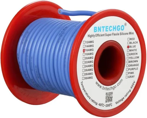 Miniatura 20 de BNTECHGO Carrete de alambre de silicona de calibre 16, rojo de 25 pies y negro, 25 pies, 2 cables separados, alambre de cobre estañado flexible