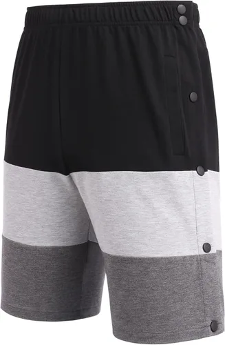 Miniatura 5 de Deyeek Pantalones cortos para hombre con bolsillos para recuperación poscirugía, bloque de color, algodón