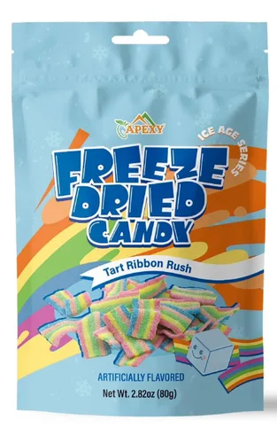 Apexy Caramelo de cinta liofilizado Rush – Rainbow Sour Belts – Super crujiente, sabor intensificado, aperitivo de caramelo liofilizado ligero y