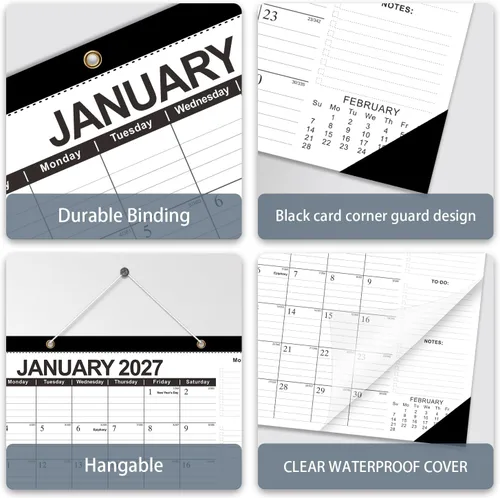 Miniatura 4 de Kyweel Calendario de escritorio 2026-2027, calendario de escritorio de 18 meses/calendario de pared, 17 x 12 pulgadas, enero de 2026 a junio