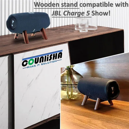 Miniatura 5 de Soporte de madera real compatible con altavoz portátil JBL Charge 5, Charge 6, soporte de trípode, soporte de madera estable y resistente utilizado