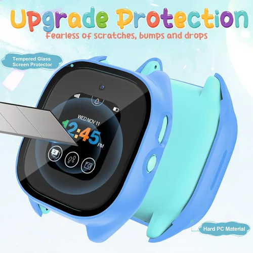 Miniatura 3 de Paquete de 2 fundas protectoras compatibles con Verizon Gizmo Watch 3, protector de pantalla de policarbonato duro, protector de pantalla de vidrio