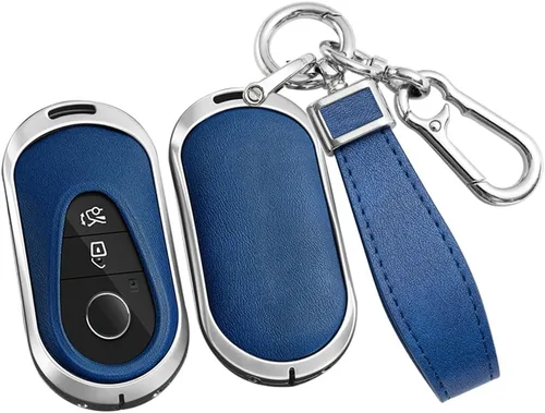 Miniatura 15 de ontto Llavero de cuero compatible con Mercedes-Benz 2020 en adelante, llavero de metal para Benz Clase S, Clase G, Clase E, color negro