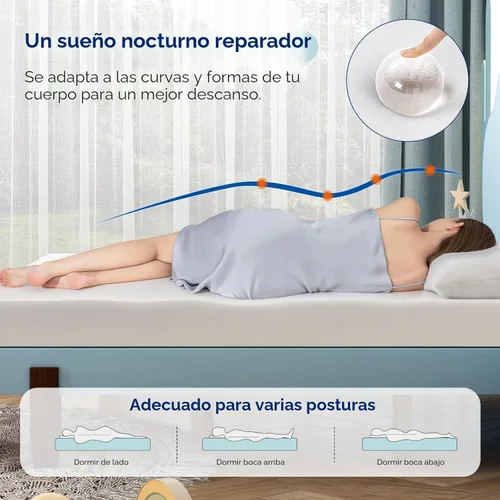 Miniatura 5 de Amazon Basics Colchón de espuma viscoelástica, sensación suave y mullida, 6 pulgadas, individual, blanco/gris