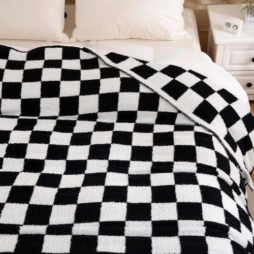 Miniatura 3 de YIRUIO - Mantas reversibles con diseño de ajedrez, tablero de ajedrez, guinga, más cálidas, cómodas, decorativas y peludas para el hogar, cama