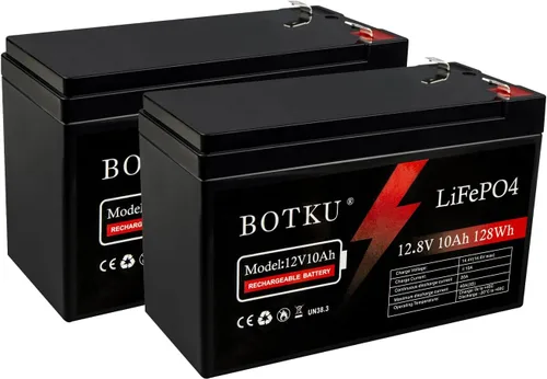 Miniatura 9 de Batería de litio LiFePO4 de 12 V y 10 Ah de ciclo profundo, batería recargable de fosfato de hierro y litio de 3000+ ciclos con BMS de 10 A