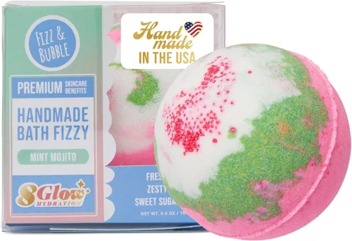 Fizz & Bubble Bomba de baño artesanal hidratante prémium para adultos, mujeres, niños y regalos - Mojito de menta
